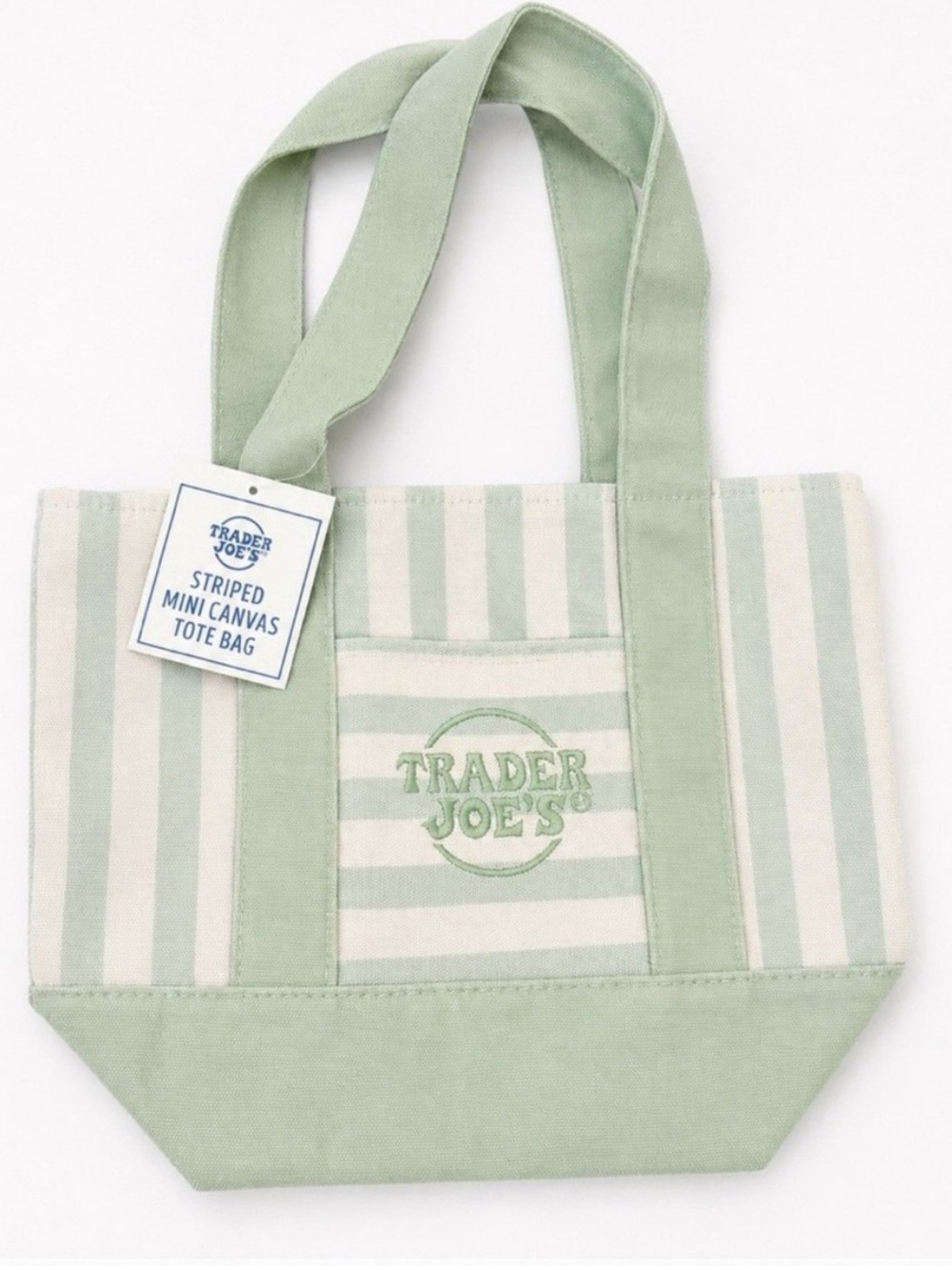 Trader Joe's Striped Mini Canvas Tote Bag Seafoam Green 2026 ...